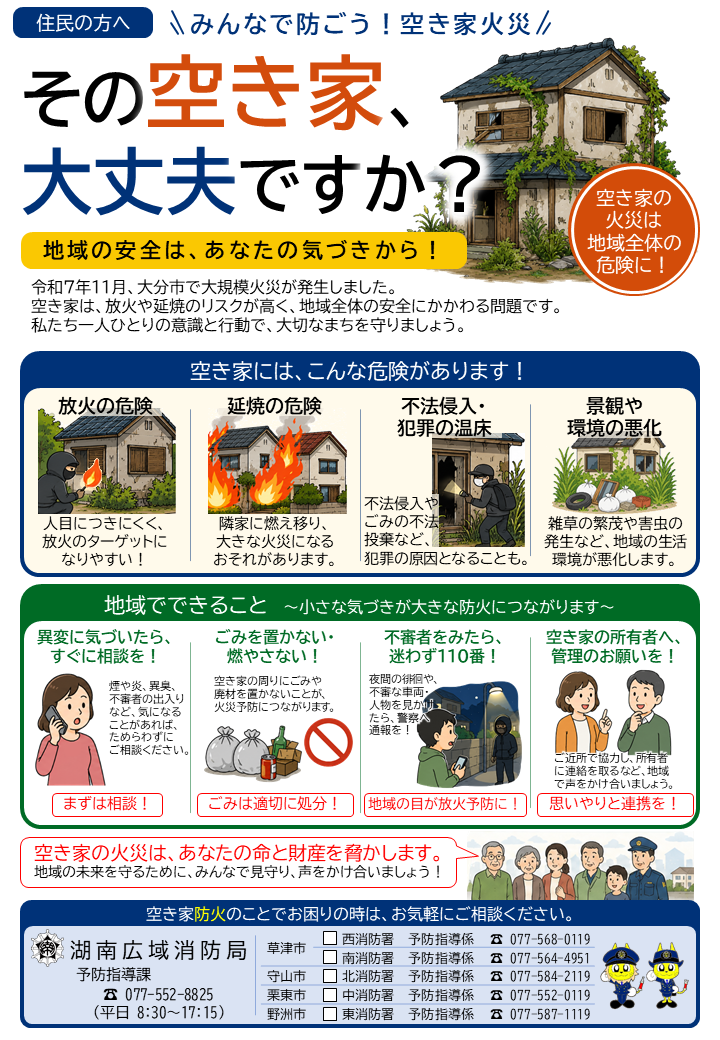 空き家火災防止対策（住民の方へ）